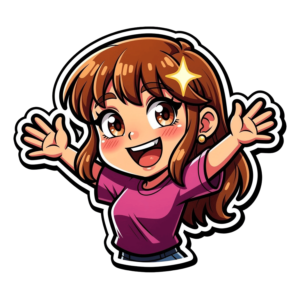 Girl — happy Girl Twitch emote — happy, Cartoon style
