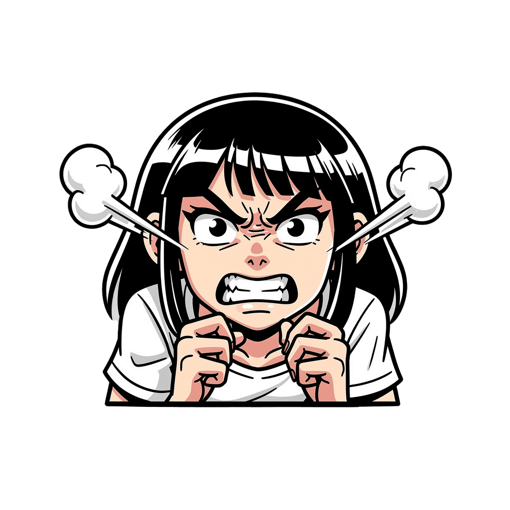 Girl — angry Girl Twitch emote — angry, Comic style