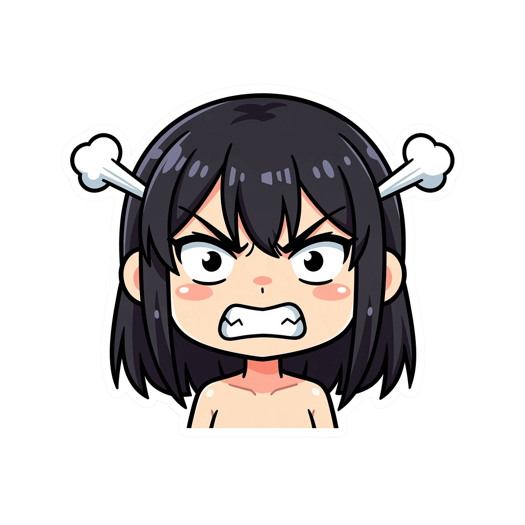 Girl — angry Girl Twitch emote — angry, Sticker style