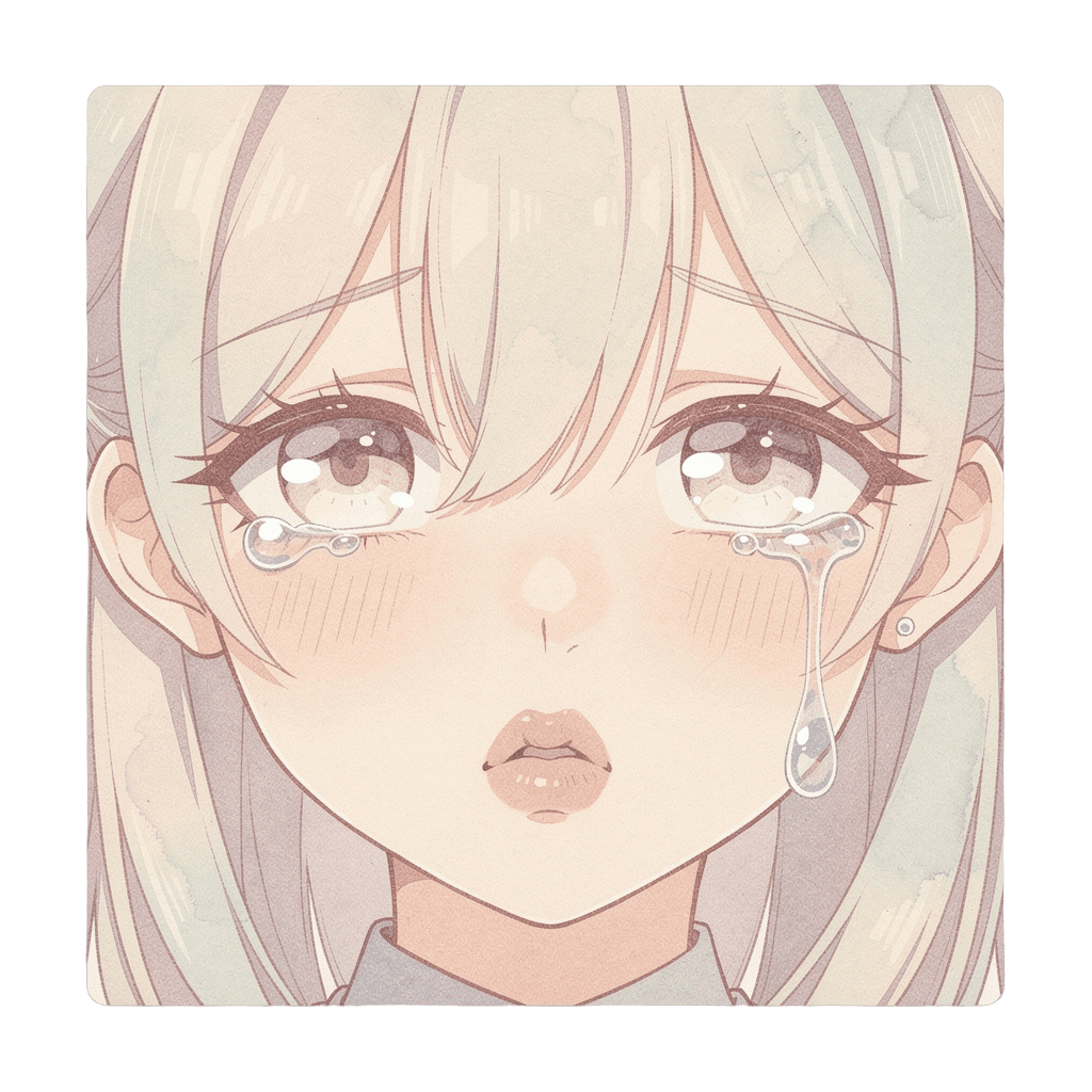 Girl — sad Girl Twitch emote — sad, Pastel style