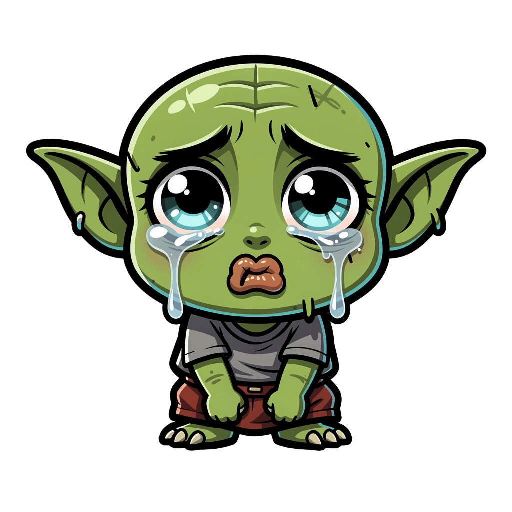 Goblin — sad Goblin Twitch emote — sad, Cartoon style