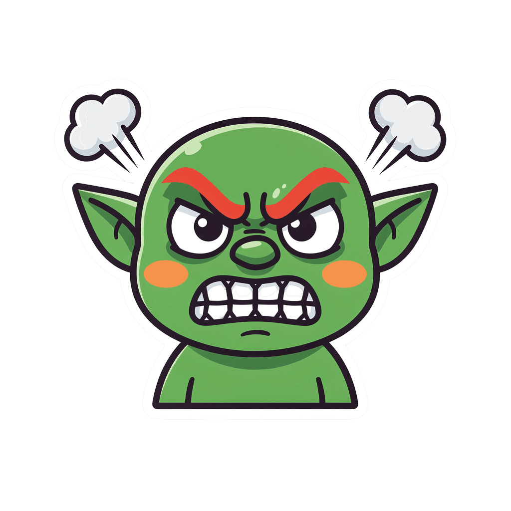 Goblin — angry Goblin Twitch emote — angry, Sticker style