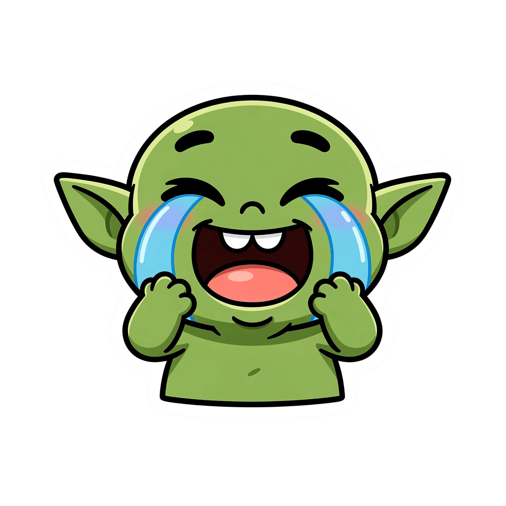 Goblin — laughing Goblin Twitch emote — laughing, Sticker style