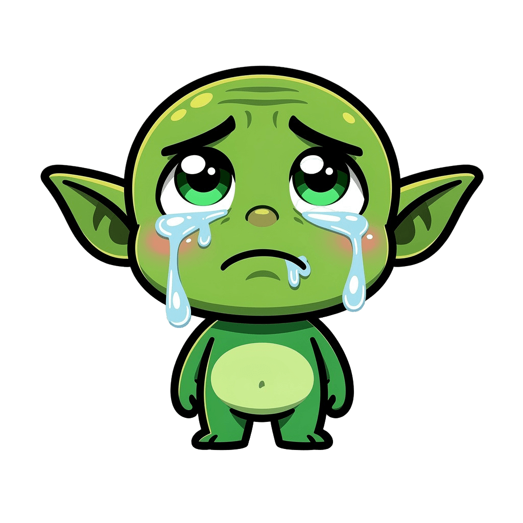 Goblin — sad Goblin Twitch emote — sad, Sticker style