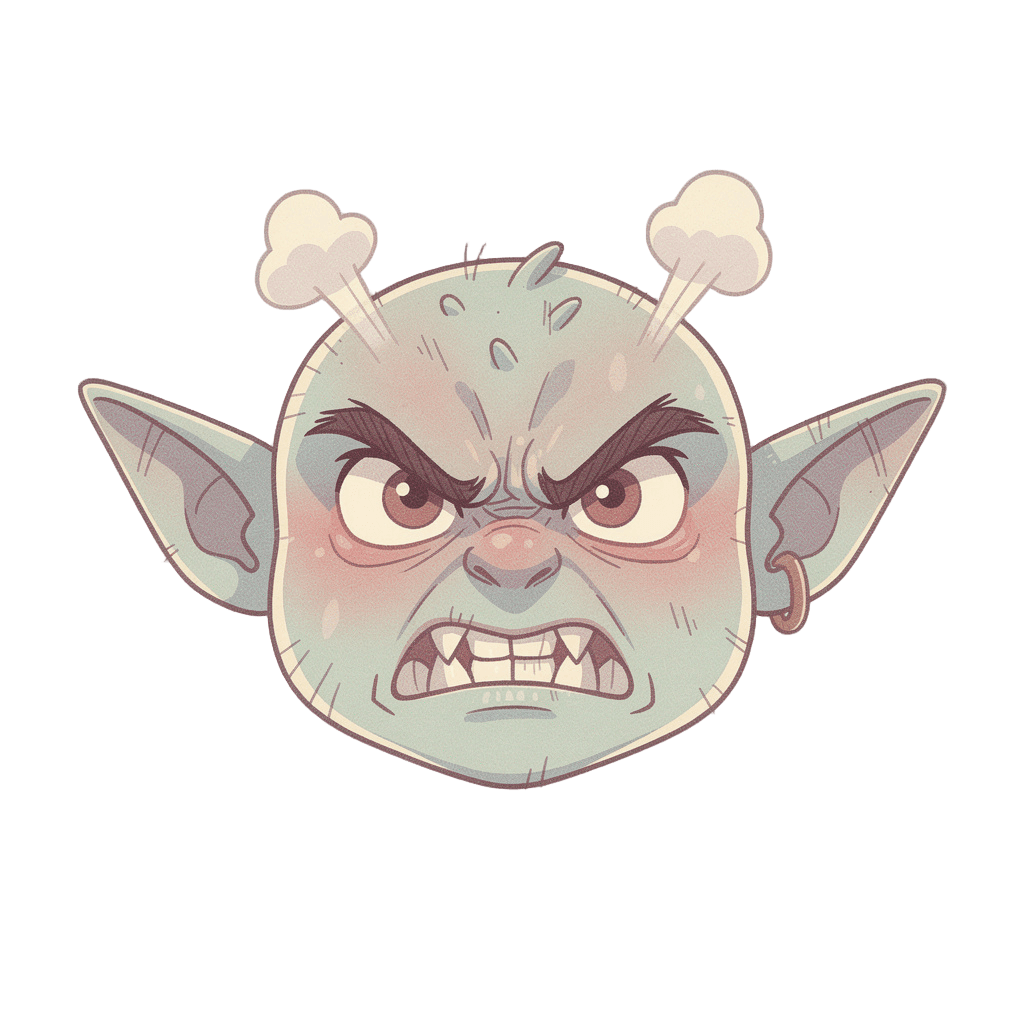 Goblin — angry Goblin Twitch emote — angry, Pastel style