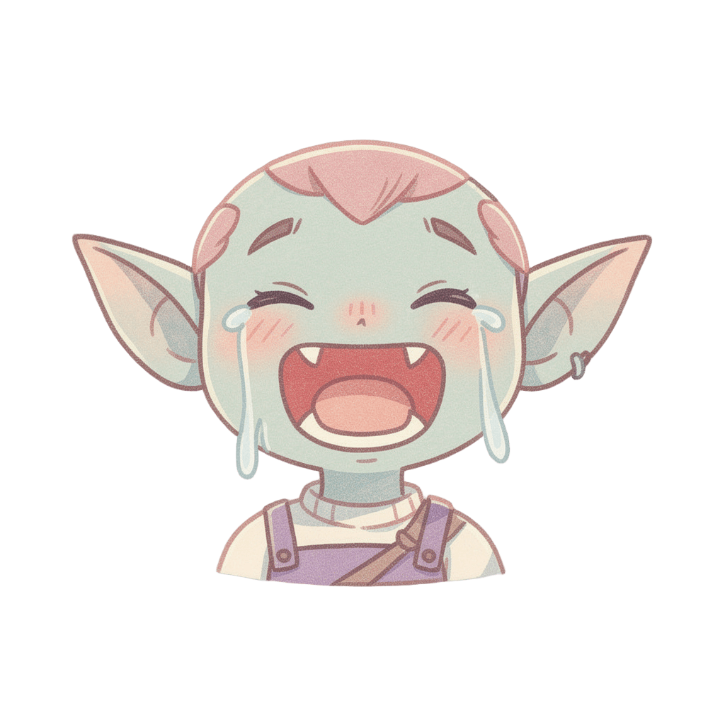 Goblin — laughing Goblin Twitch emote — laughing, Pastel style