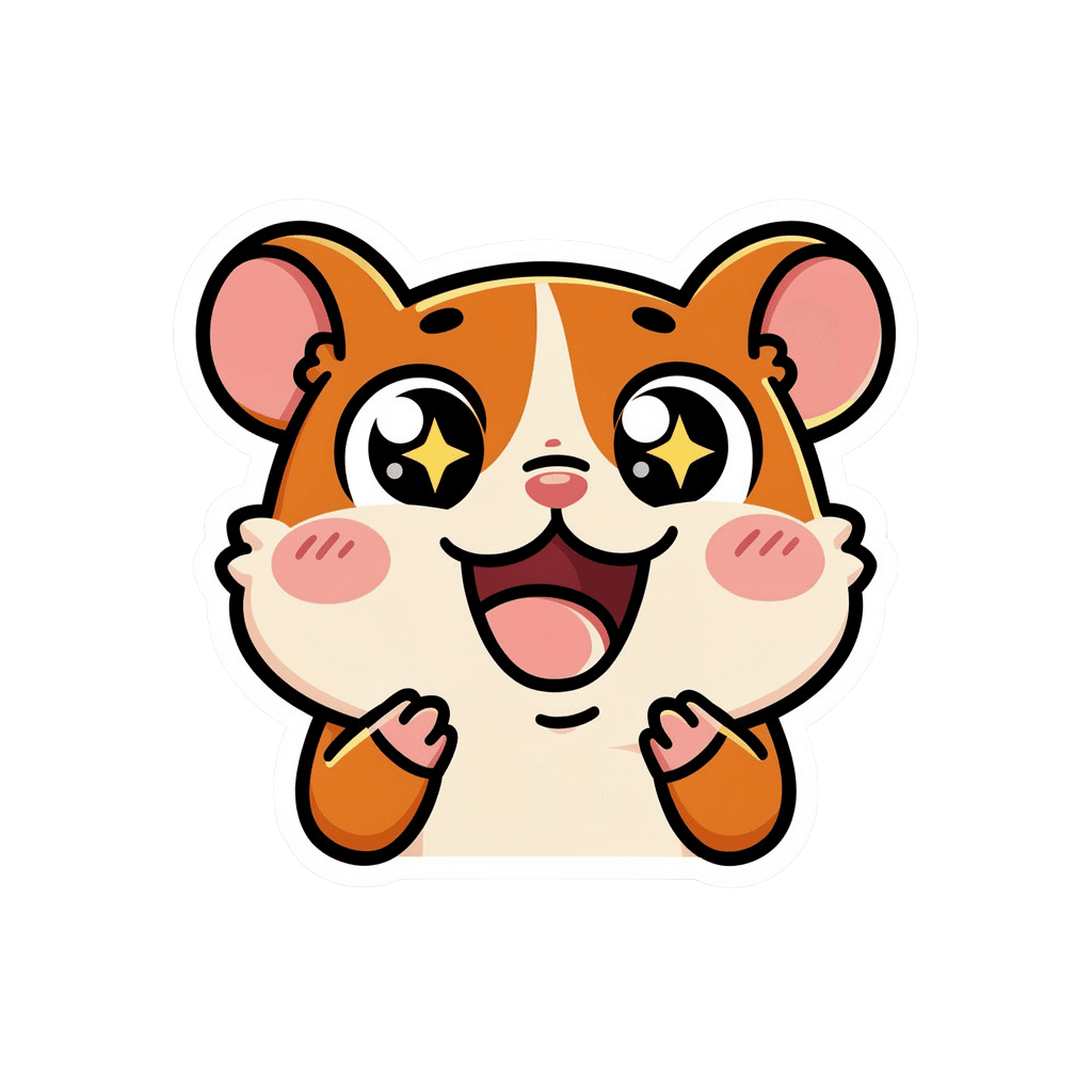 Hamster — happy Hamster Twitch emote — happy, Sticker style