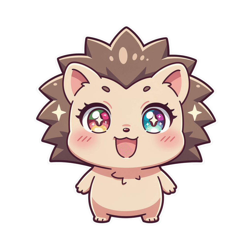 Hedgehog — happy Hedgehog Twitch emote — happy, Anime style