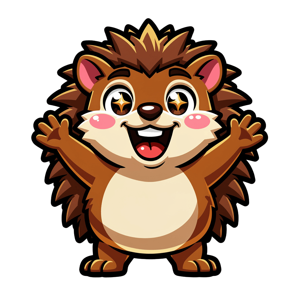 Hedgehog — happy Hedgehog Twitch emote — happy, Cartoon style