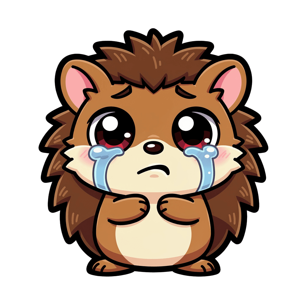 Hedgehog — sad Hedgehog Twitch emote — sad, Cartoon style