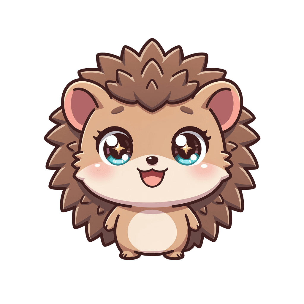 Hedgehog — happy Hedgehog Twitch emote — happy, Chibi style