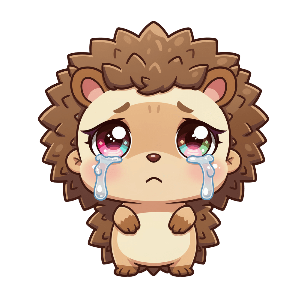 Hedgehog — sad Hedgehog Twitch emote — sad, Chibi style