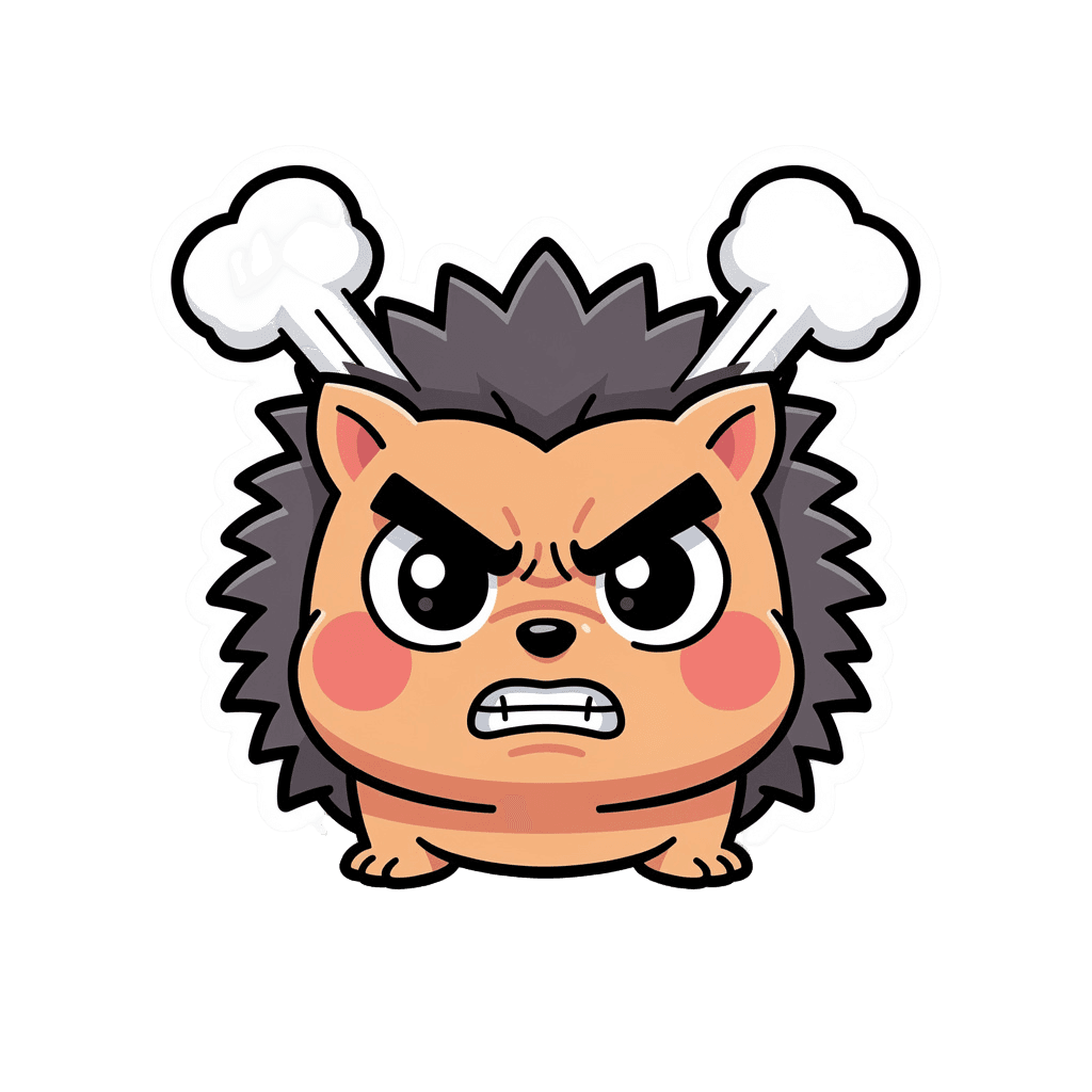 Hedgehog — angry Hedgehog Twitch emote — angry, Sticker style