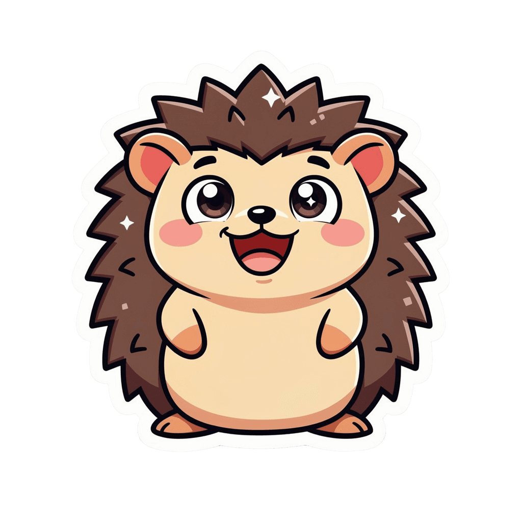 Hedgehog — happy Hedgehog Twitch emote — happy, Sticker style