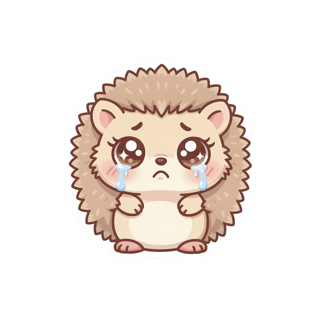 Hedgehog — sad Hedgehog Twitch emote — sad, Kawaii style