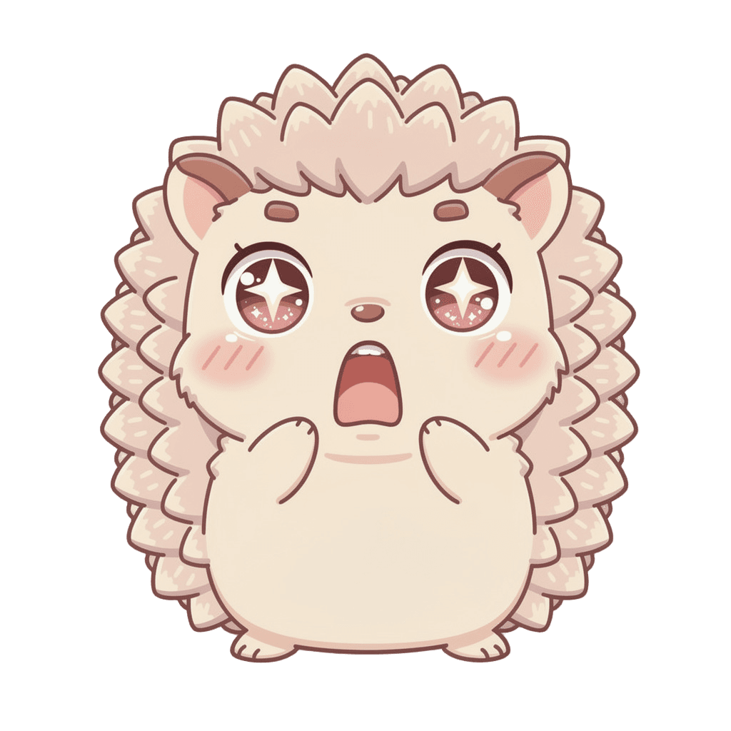 Hedgehog — surprised Hedgehog Twitch emote — surprised, Kawaii style