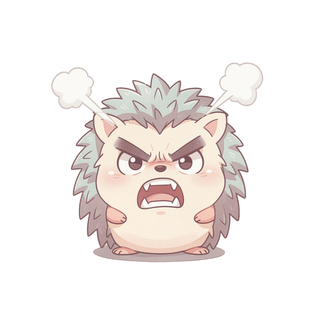 Hedgehog — angry Hedgehog Twitch emote — angry, Pastel style