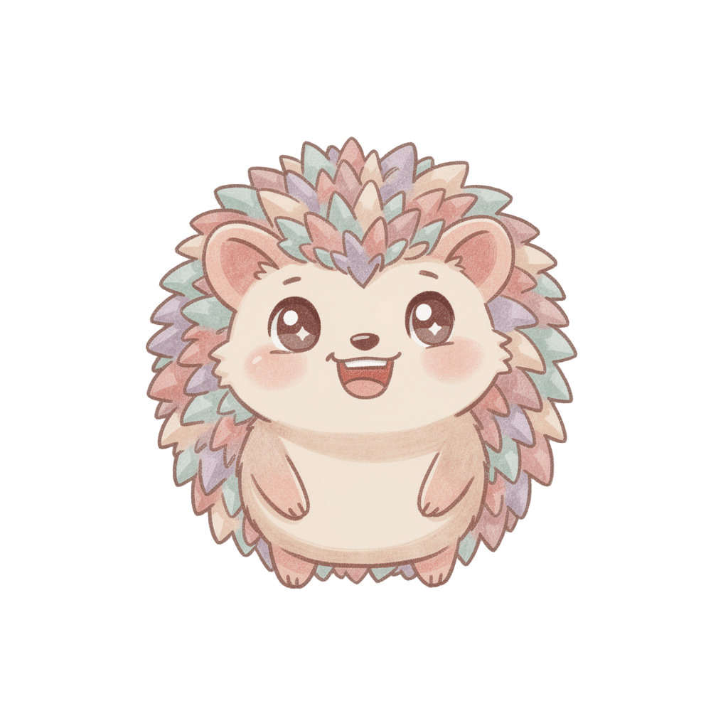 Hedgehog — happy Hedgehog Twitch emote — happy, Pastel style