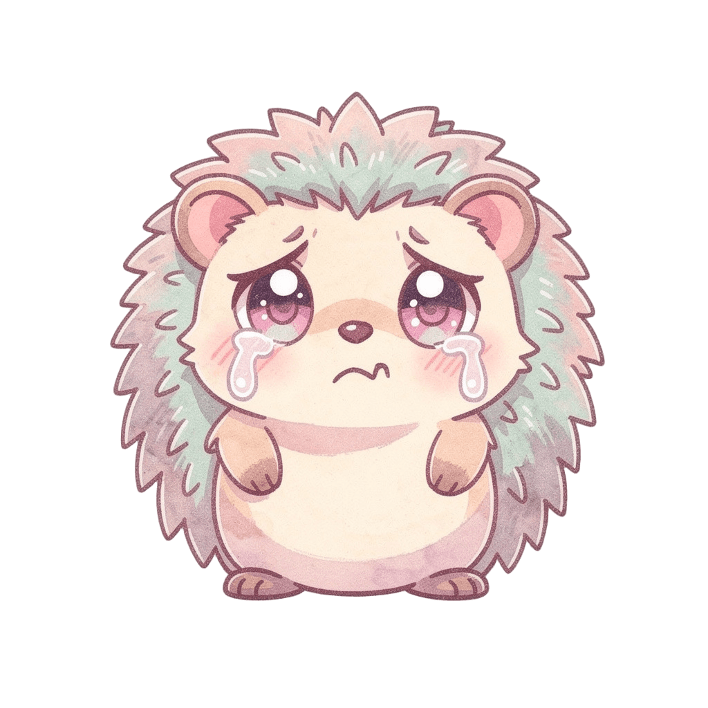 Hedgehog — sad Hedgehog Twitch emote — sad, Pastel style