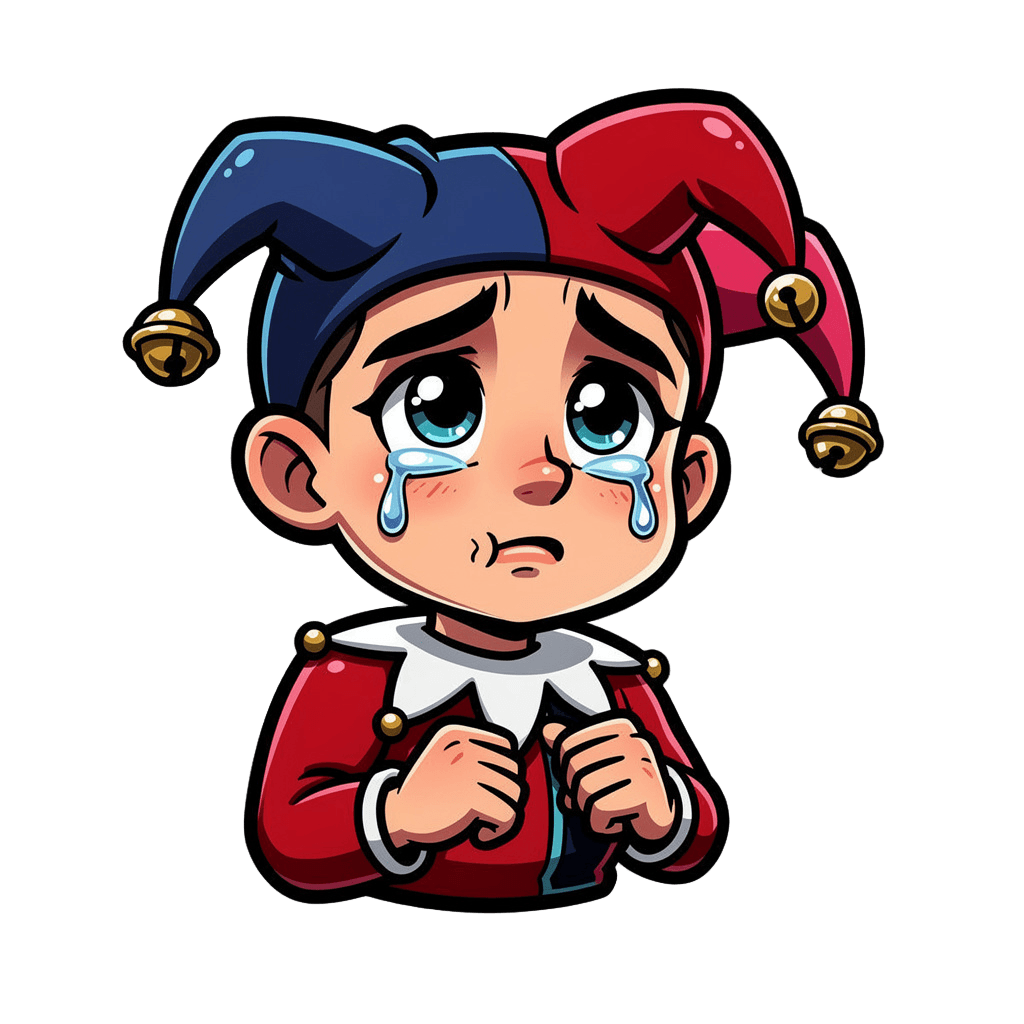 Jester — sad Jester Twitch emote — sad, Cartoon style