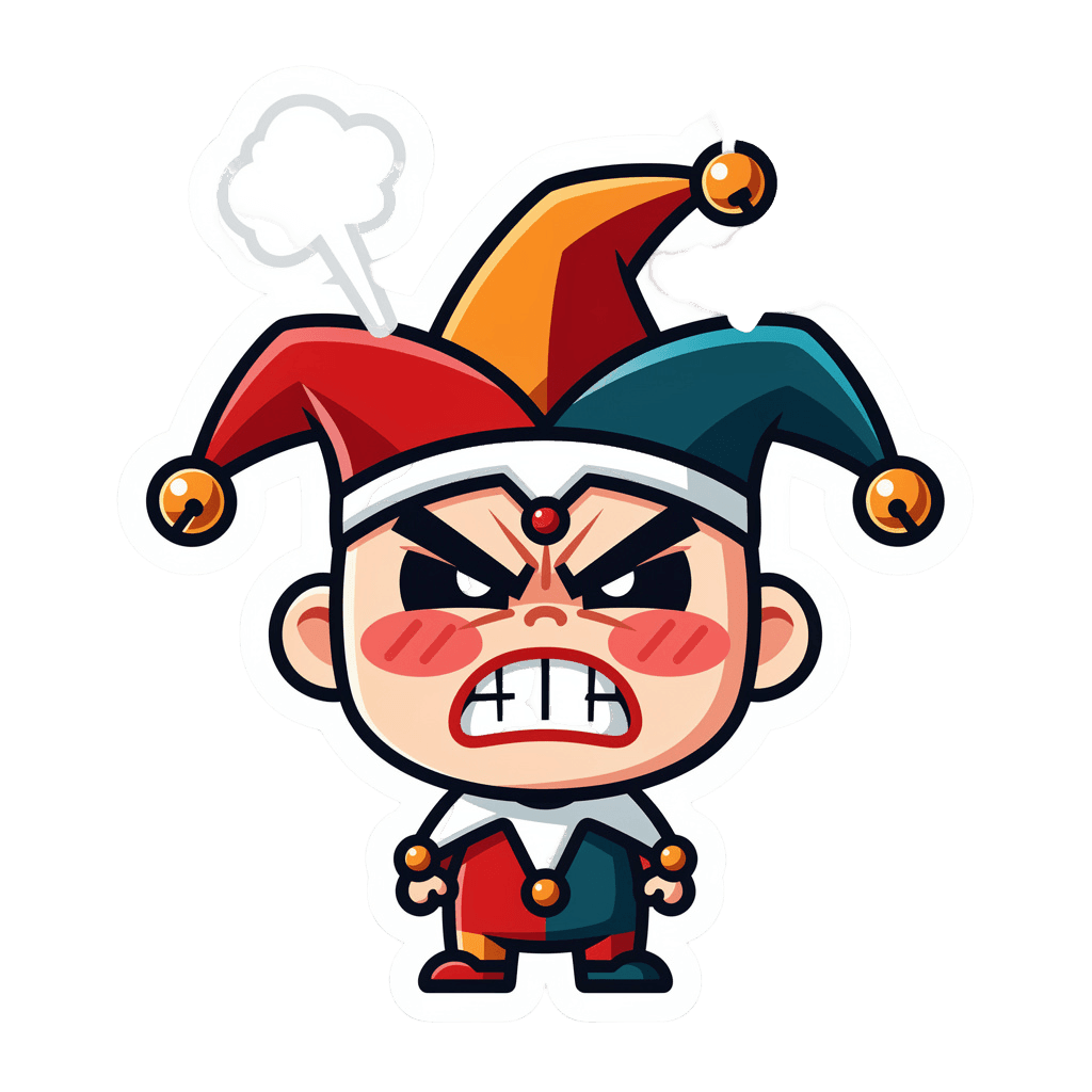 Jester — angry Jester Twitch emote — angry, Sticker style