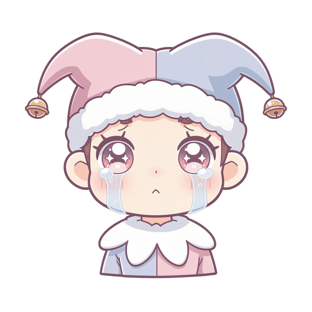 Jester — sad Jester Twitch emote — sad, Kawaii style