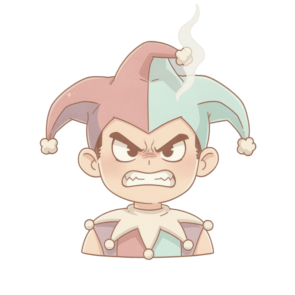Jester — angry Jester Twitch emote — angry, Pastel style