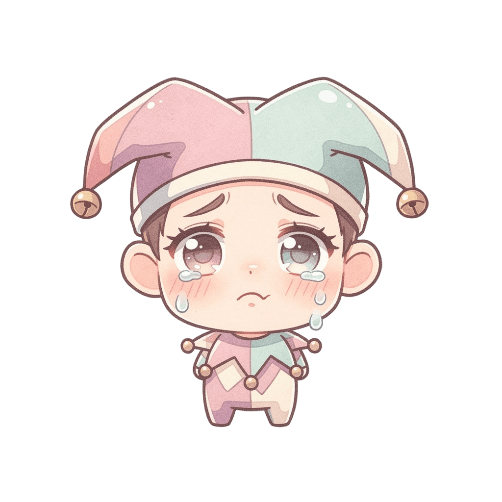 Jester — sad Jester Twitch emote — sad, Pastel style