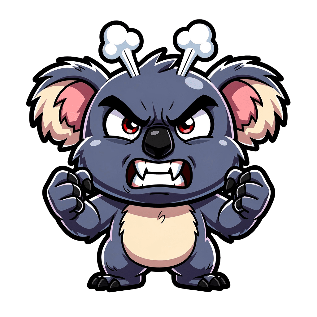Koala — angry Koala Twitch emote — angry, Cartoon style