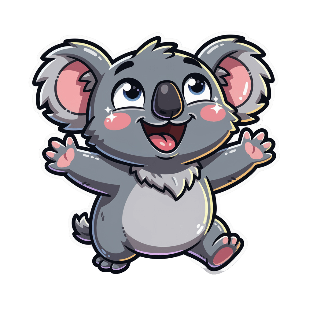Koala — happy Koala Twitch emote — happy, Cartoon style
