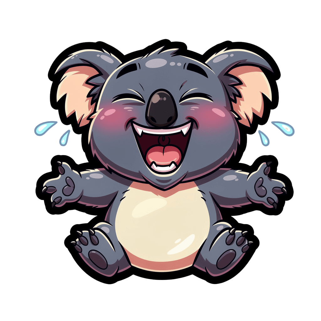 Koala — laughing Koala Twitch emote — laughing, Cartoon style