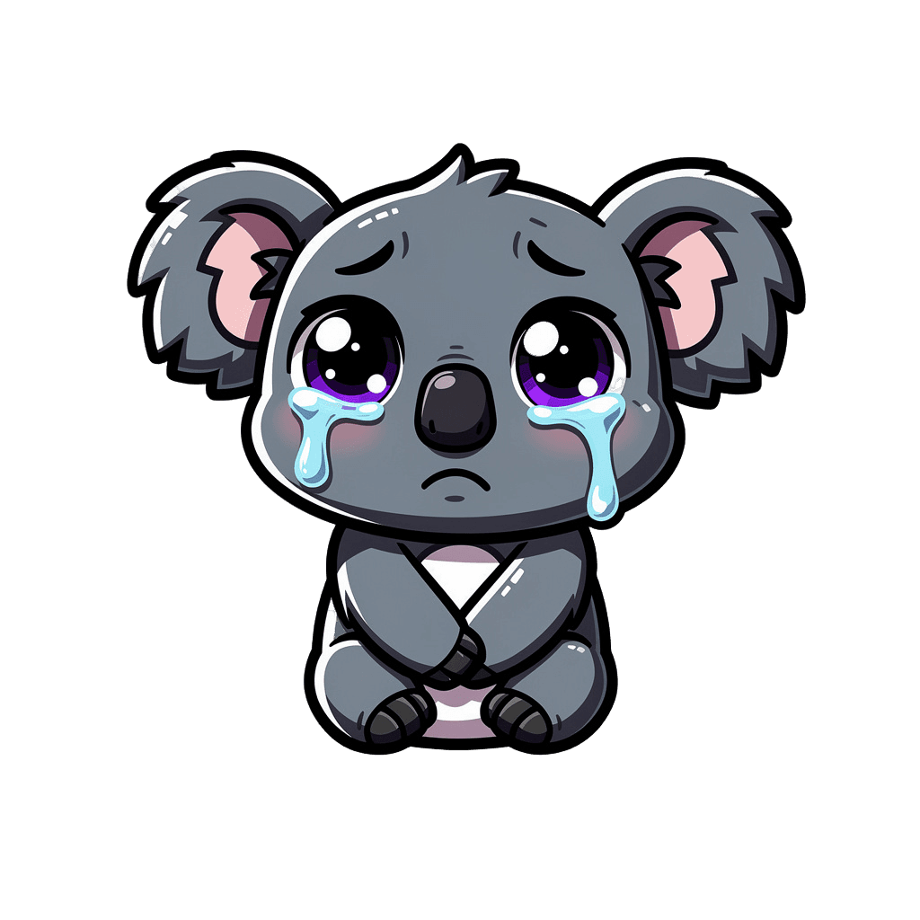 Koala — sad Koala Twitch emote — sad, Cartoon style