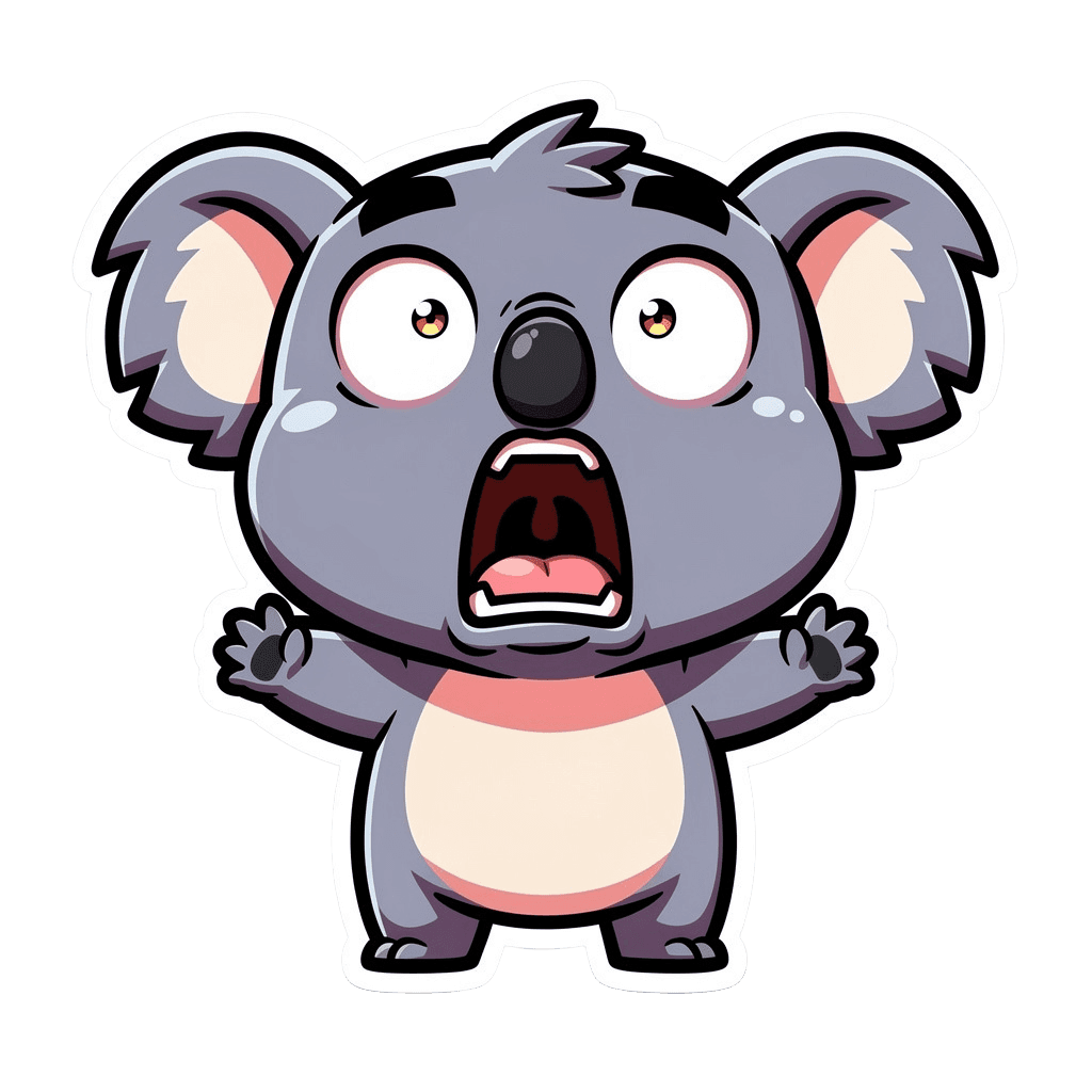 Koala — surprised Koala Twitch emote — surprised, Cartoon style