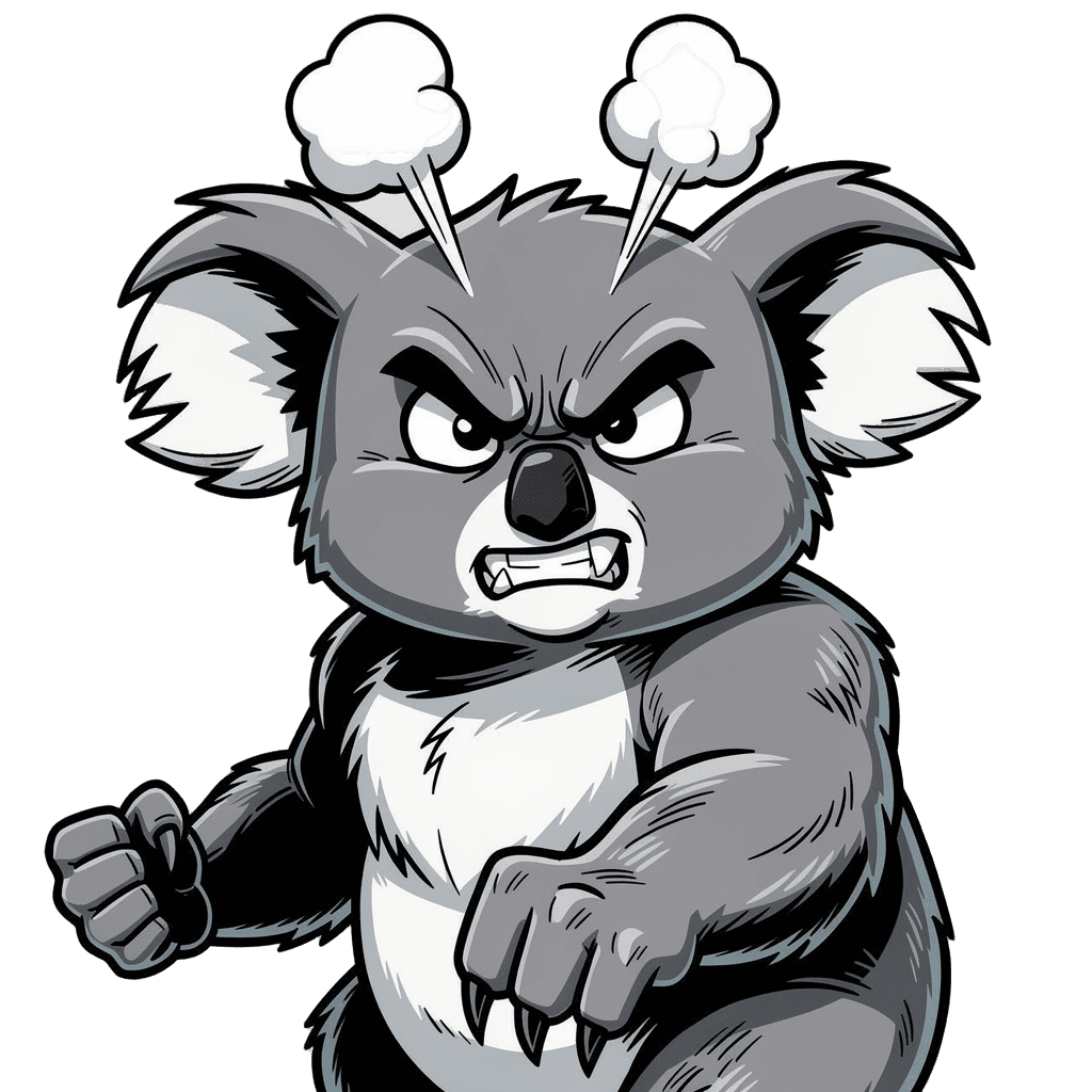 Koala — angry Koala Twitch emote — angry, Comic style