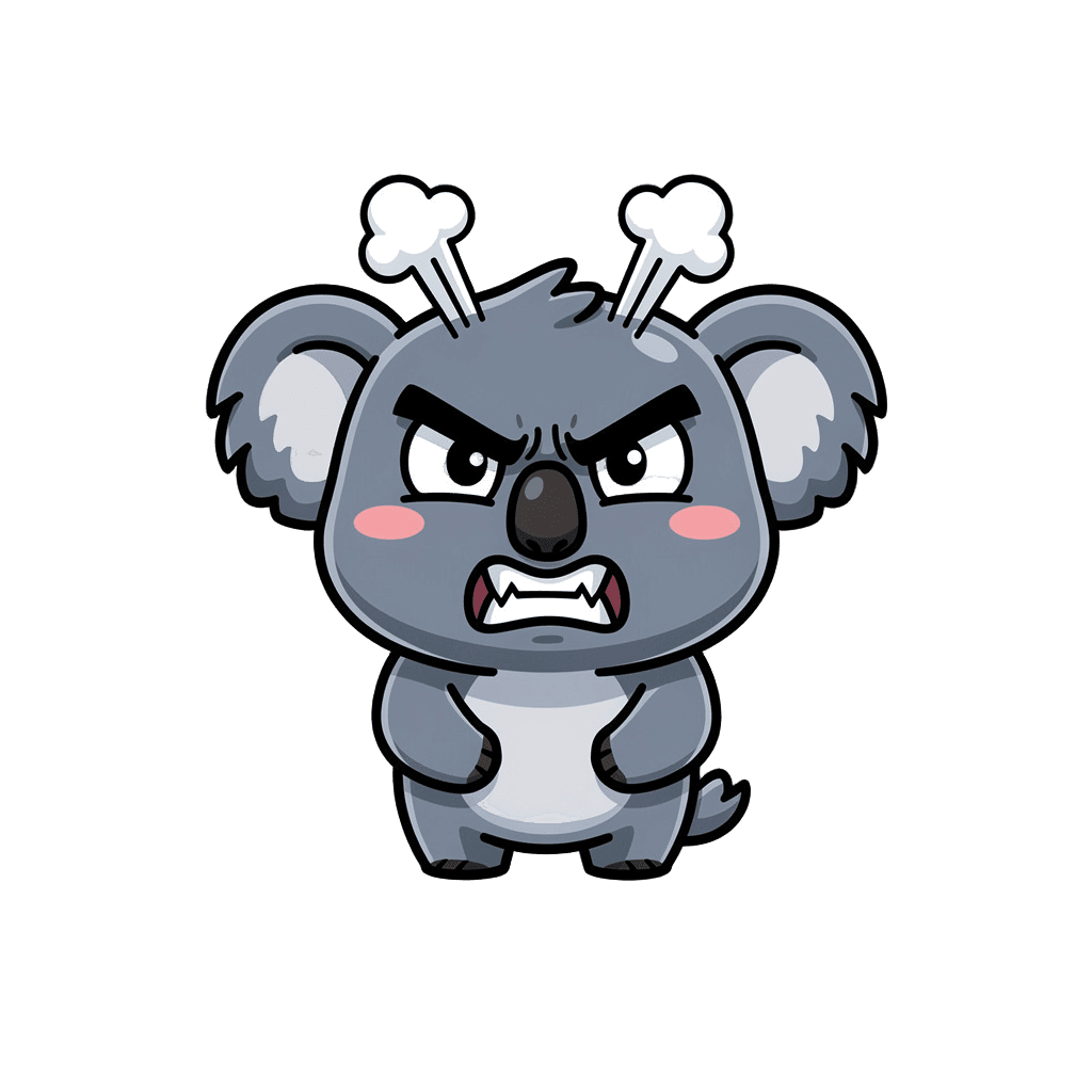 Koala — angry Koala Twitch emote — angry, Sticker style