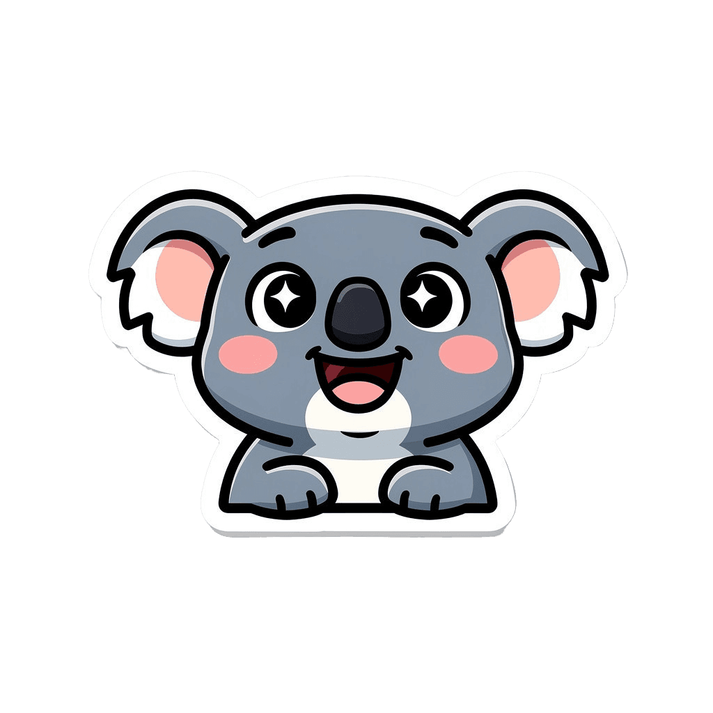 Koala — happy Koala Twitch emote — happy, Sticker style