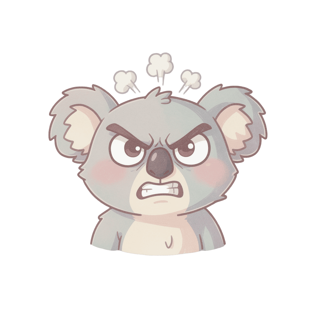Koala — angry Koala Twitch emote — angry, Pastel style