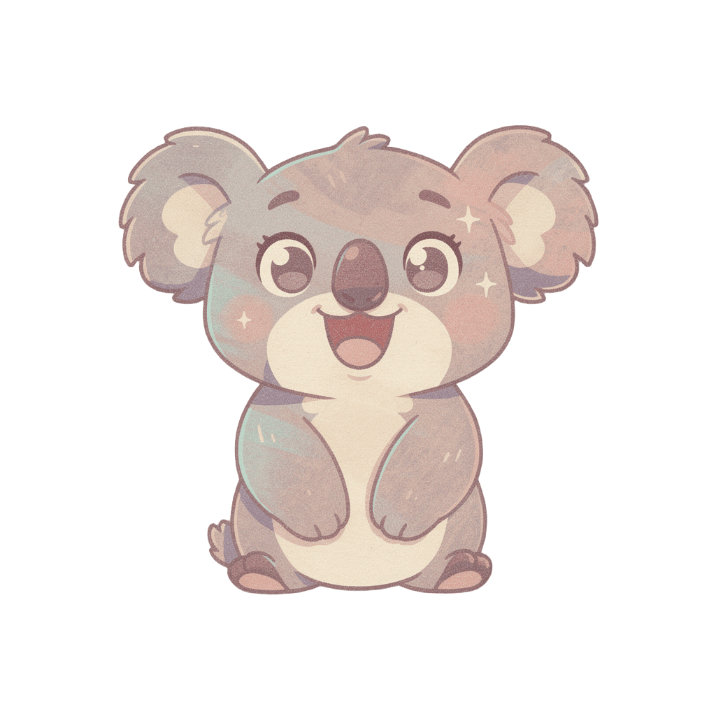 Koala — happy Koala Twitch emote — happy, Pastel style