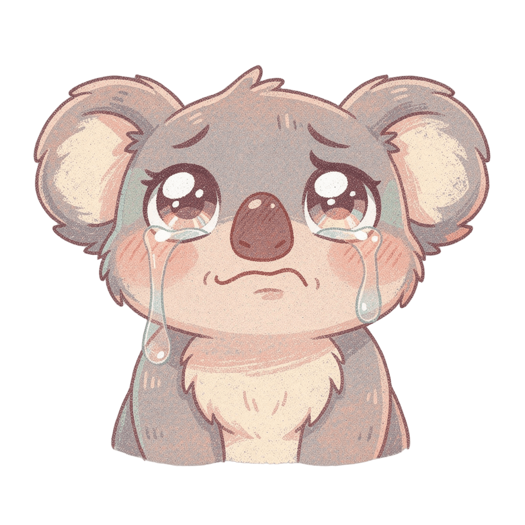 Koala — sad Koala Twitch emote — sad, Pastel style