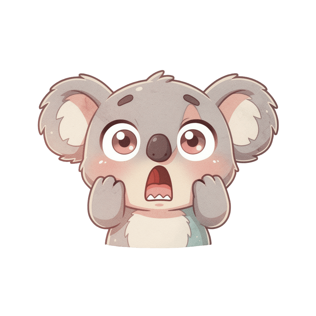 Koala — surprised Koala Twitch emote — surprised, Pastel style