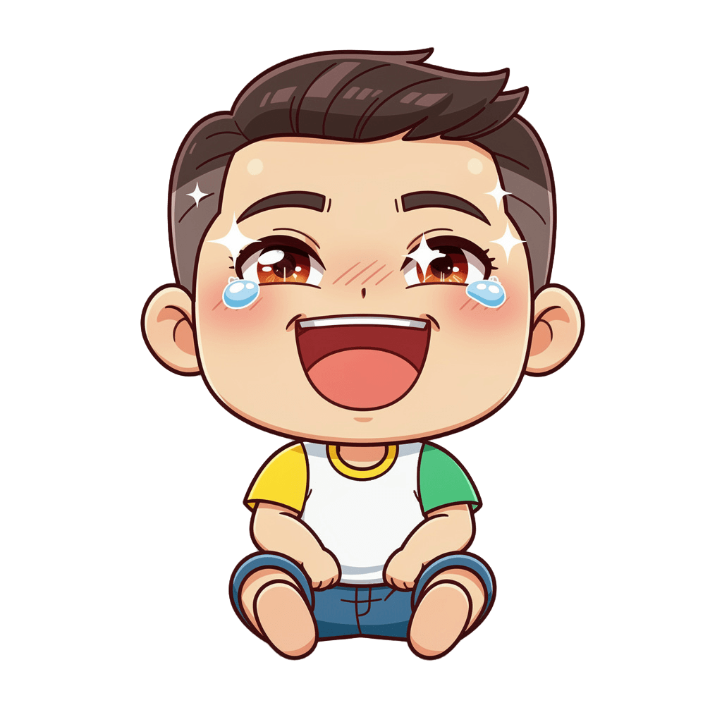 Man — laughing Man Twitch emote — laughing, Chibi style