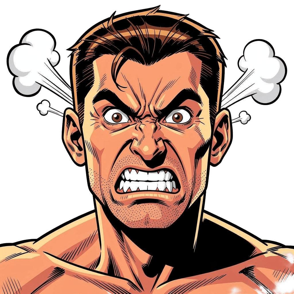 Man — angry Man Twitch emote — angry, Comic style