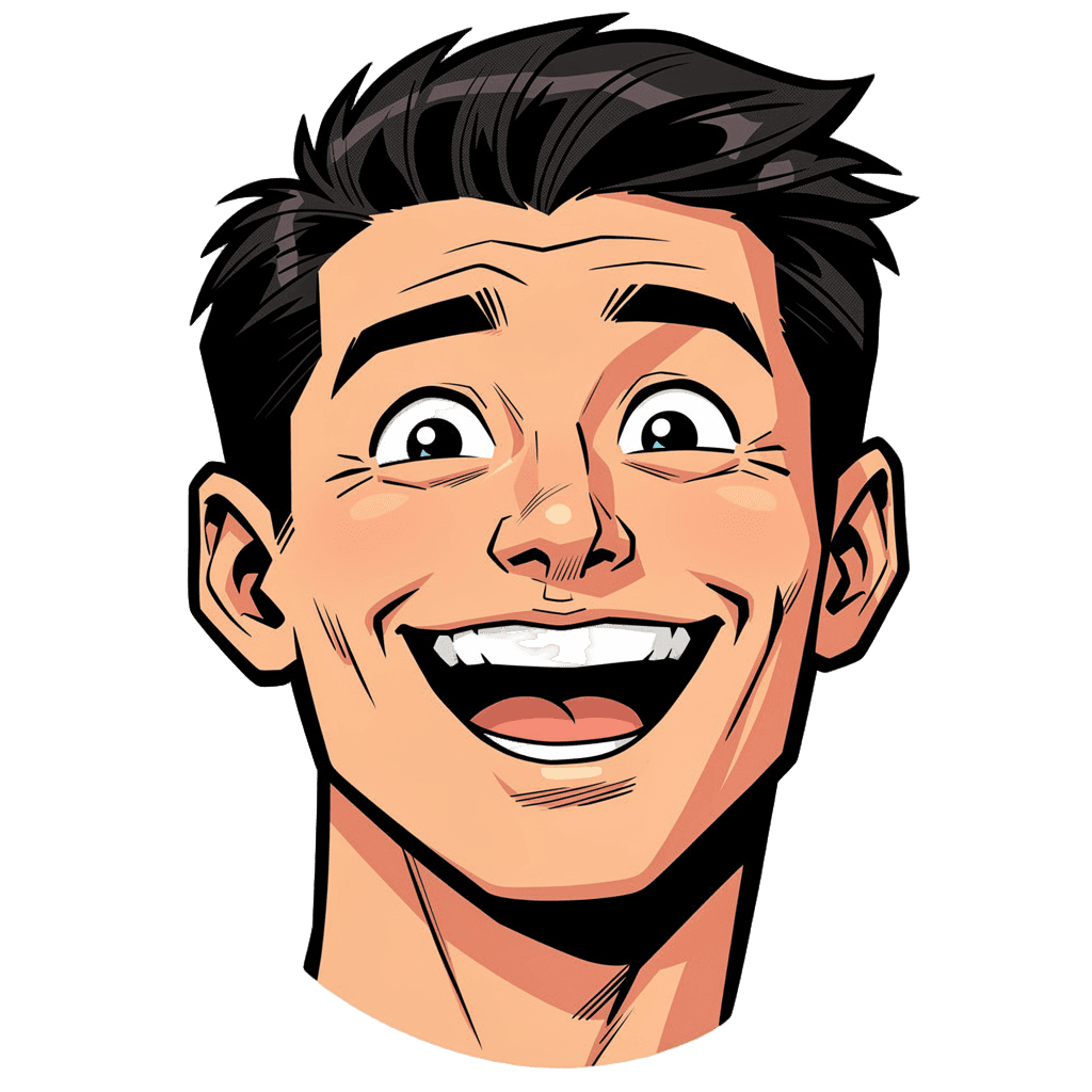 Man — happy Man Twitch emote — happy, Comic style
