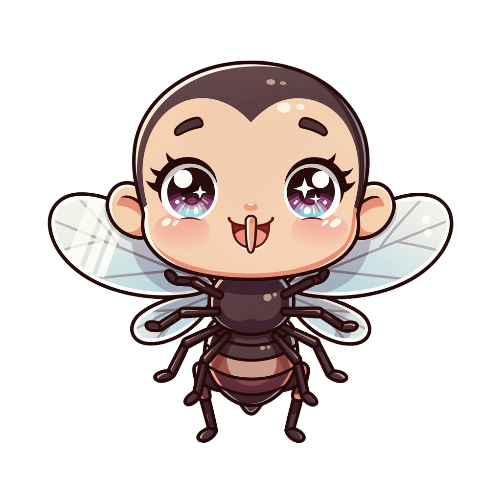 Mosquito — happy Mosquito Twitch emote — happy, Chibi style
