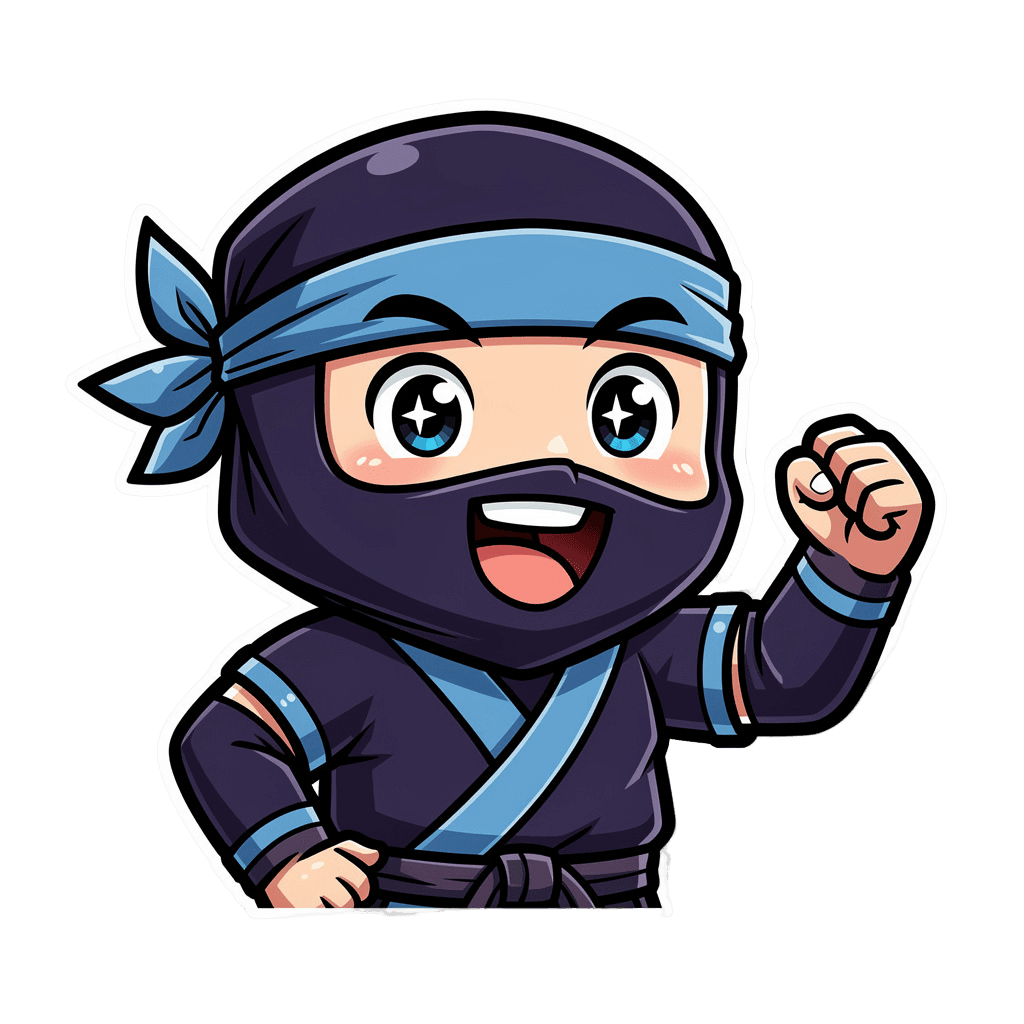 Ninja — happy Ninja Twitch emote — happy, Cartoon style