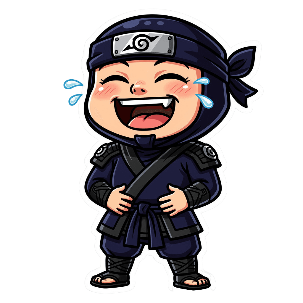 Ninja — laughing Ninja Twitch emote — laughing, Cartoon style
