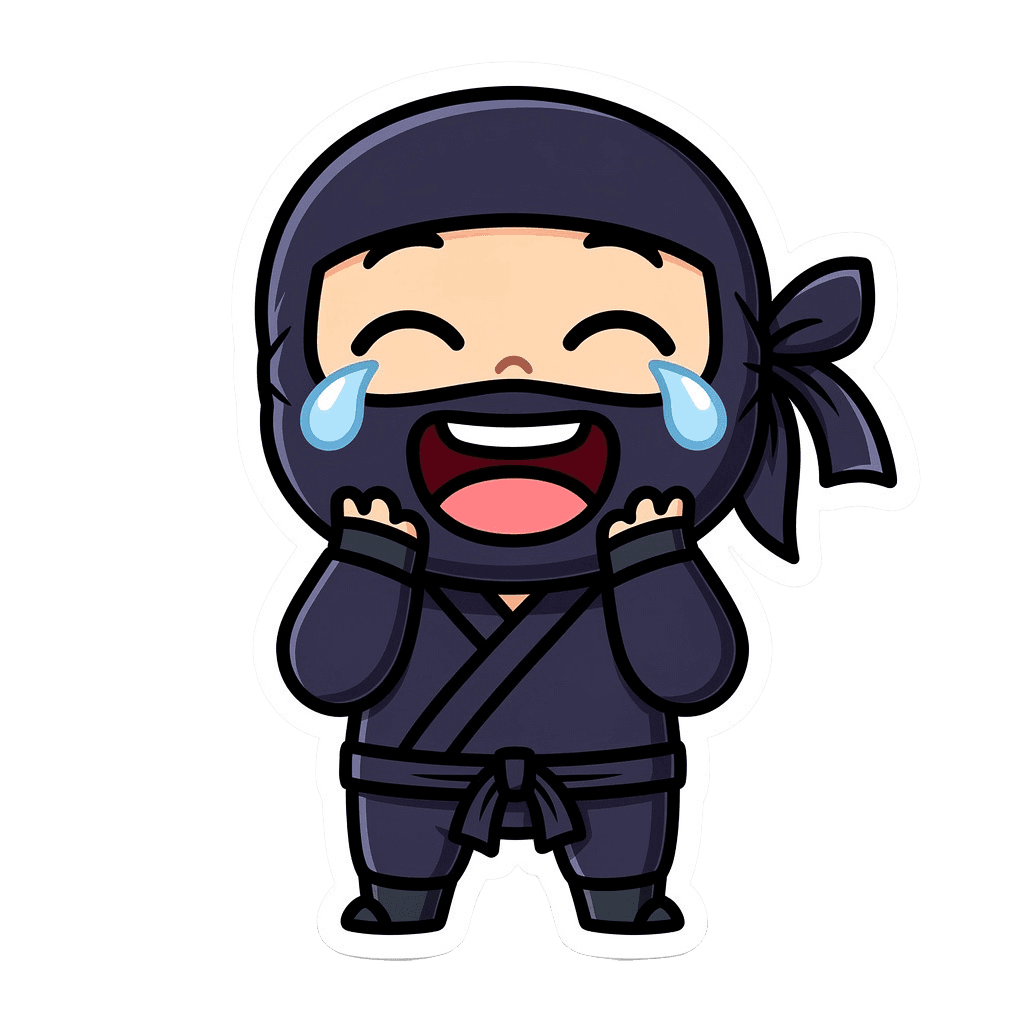 Ninja — laughing Ninja Twitch emote — laughing, Sticker style