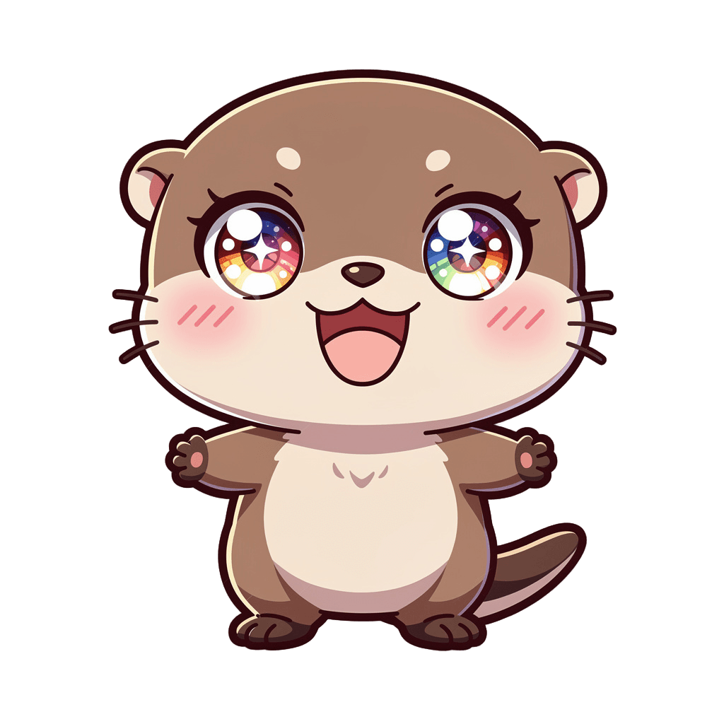 Otter — happy Otter Twitch emote — happy, Anime style