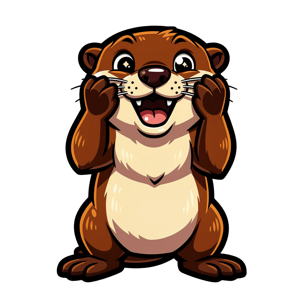 Otter — happy Otter Twitch emote — happy, Cartoon style