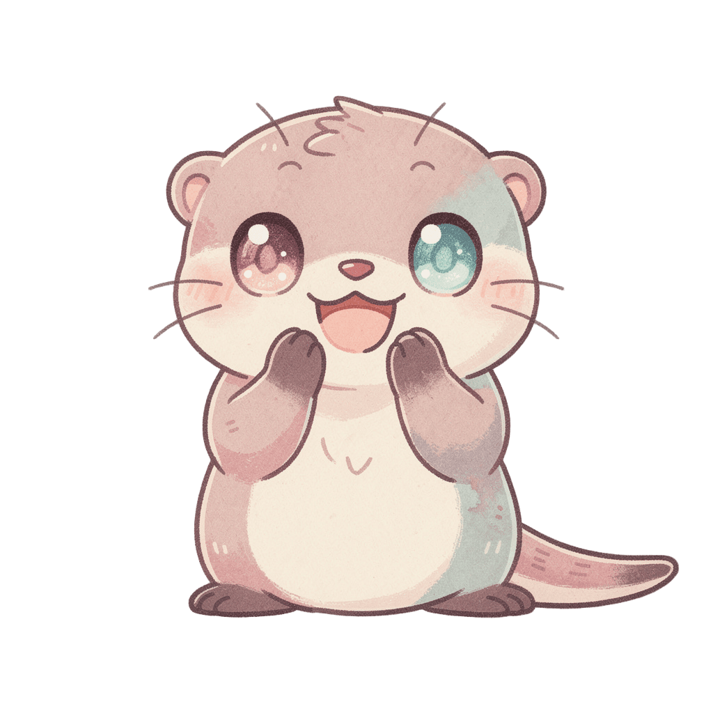 Otter — happy Otter Twitch emote — happy, Pastel style